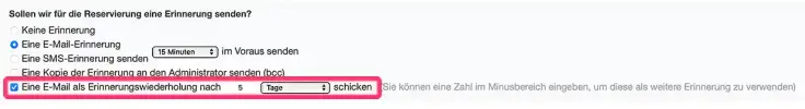 Sende automatisch Follow-up-Nachrichten im Online-Terminbuchungssystem an Deine Kunden.