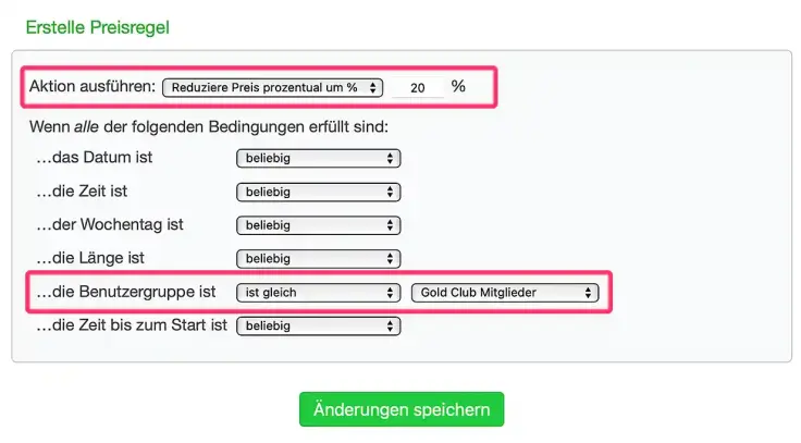 Preisregeln gesondert anpassen für Gruppen im Online-Terminbuchungssystem.