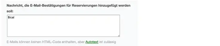 Terminbestätigung mit iCal per Autotext.