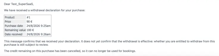withdrawal confirmation