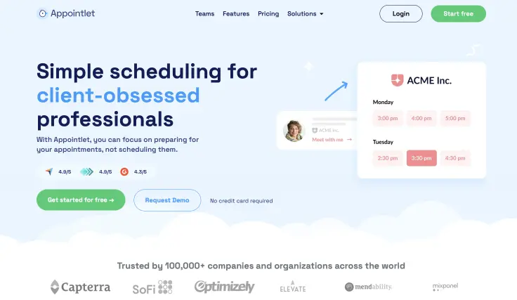 Screenshot Appointlet website