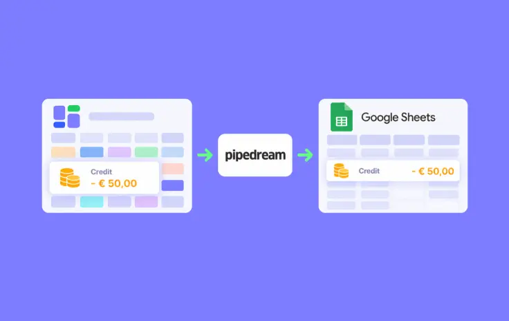 Logging user credit changes using Google Sheets and Pipedream