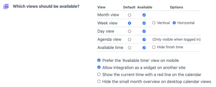 Selecting the horizontal layout on the Configure > Layout tab