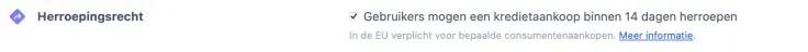 herroepingsrecht instellen