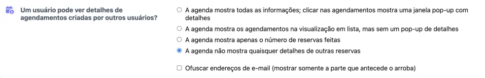 Visibilidade dos detalhes do agendamento