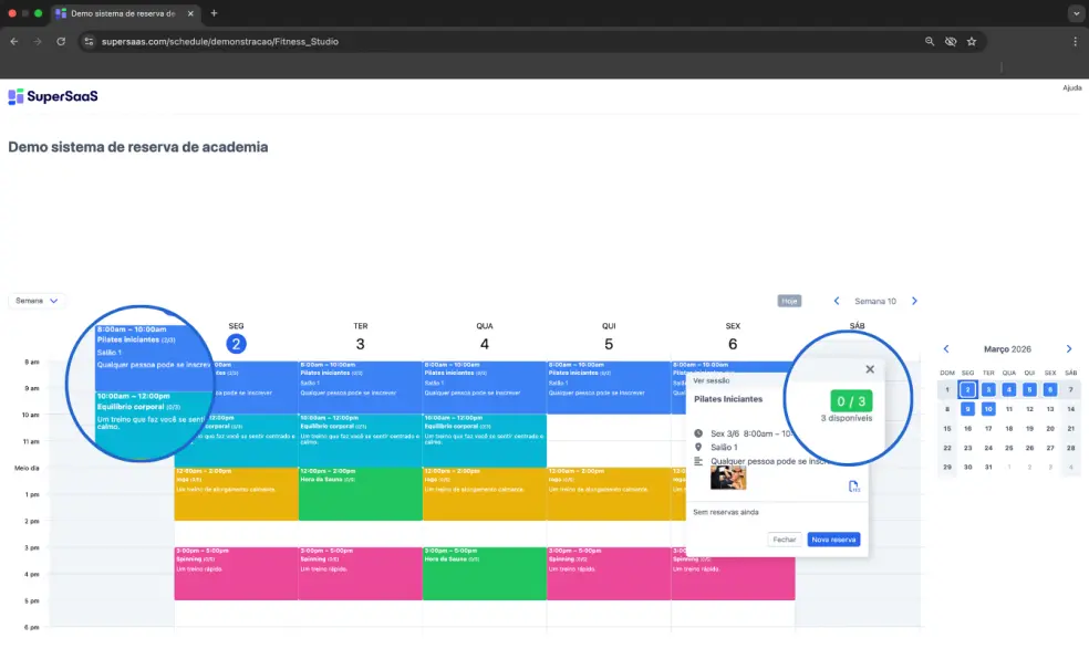 Exemplo de agenda de capacidade