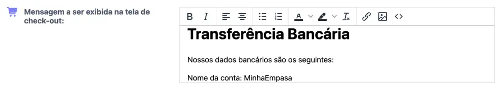 Modificar a mensagem na tela de finalização