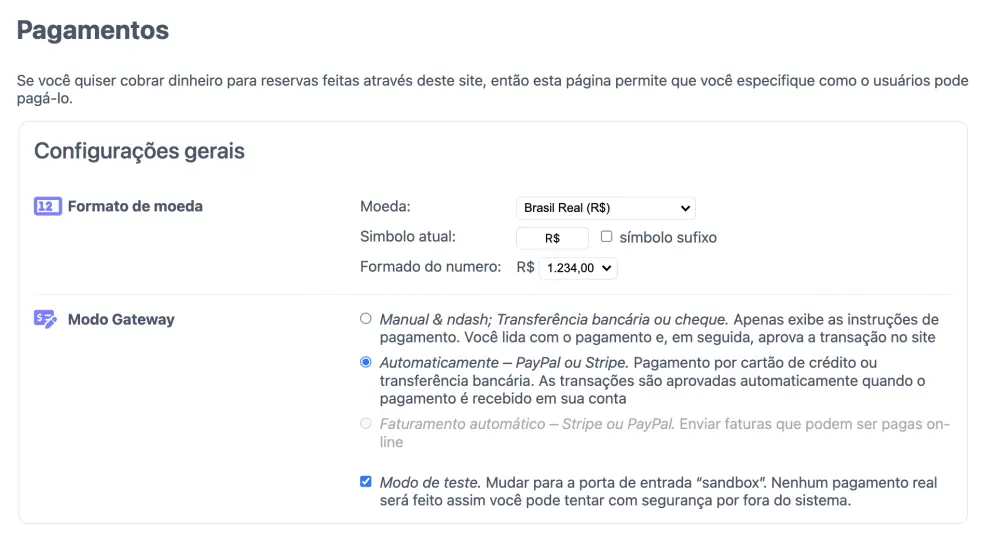 Configurando um provedor de pagamento