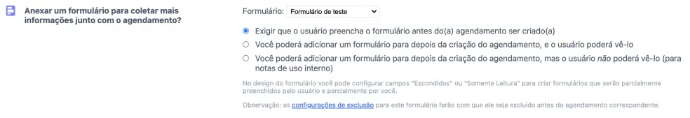 Anexar um formulário ao agendamento