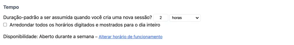 Tamanho padrão das janelas dos agendamentos
