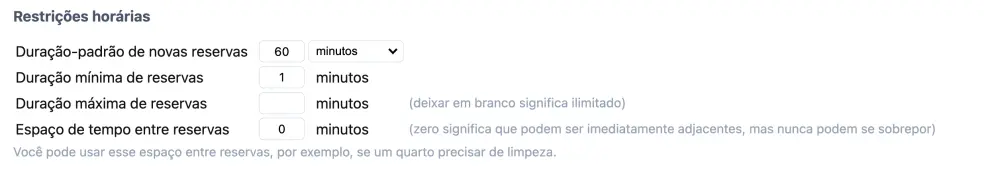 Comprimento nos calendários de recursos