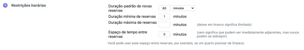 Comprimento nos calendários de recursos