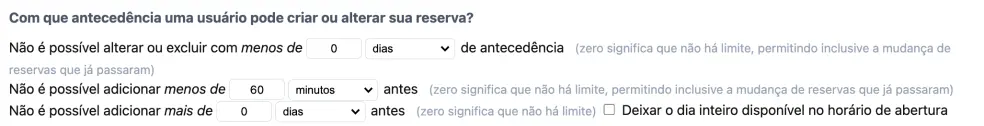 Quando reservas podem ser feitas?