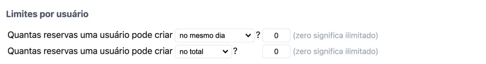 Limites por usuário