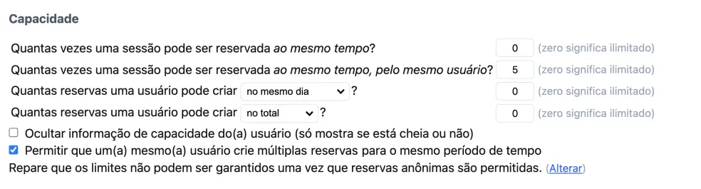Limites por vaga