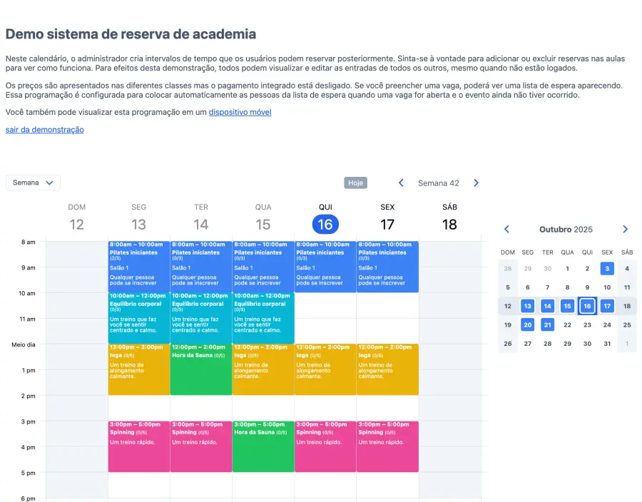 Usuários do cronograma de ginástica
