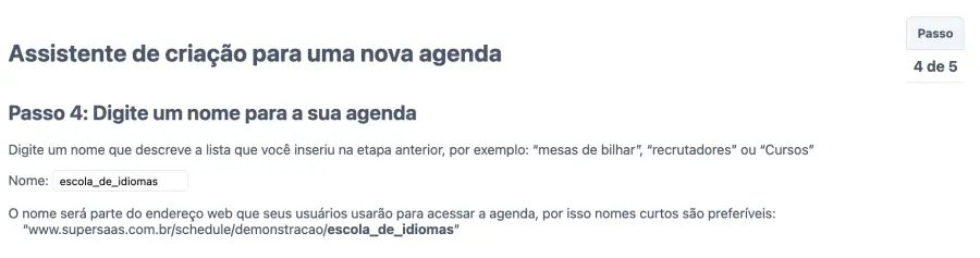 Dê um nome à sua agenda
