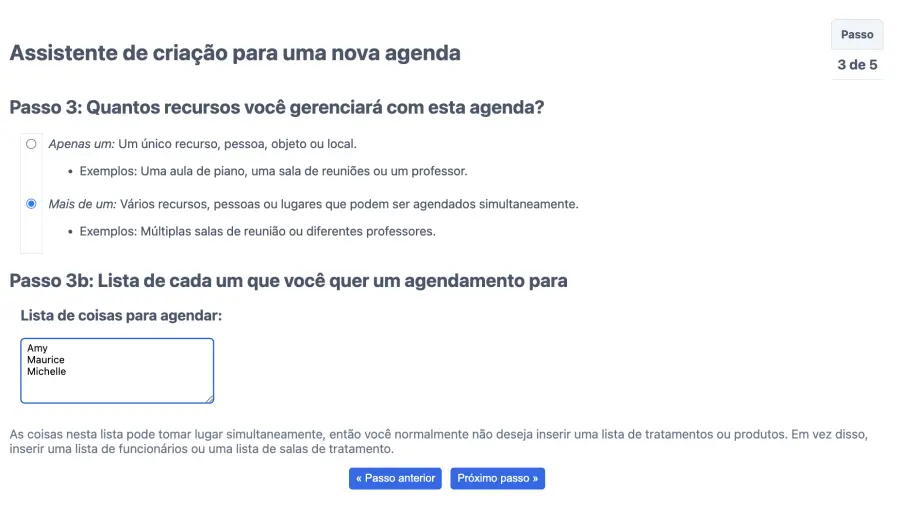 Configurando uma agenda de recurso