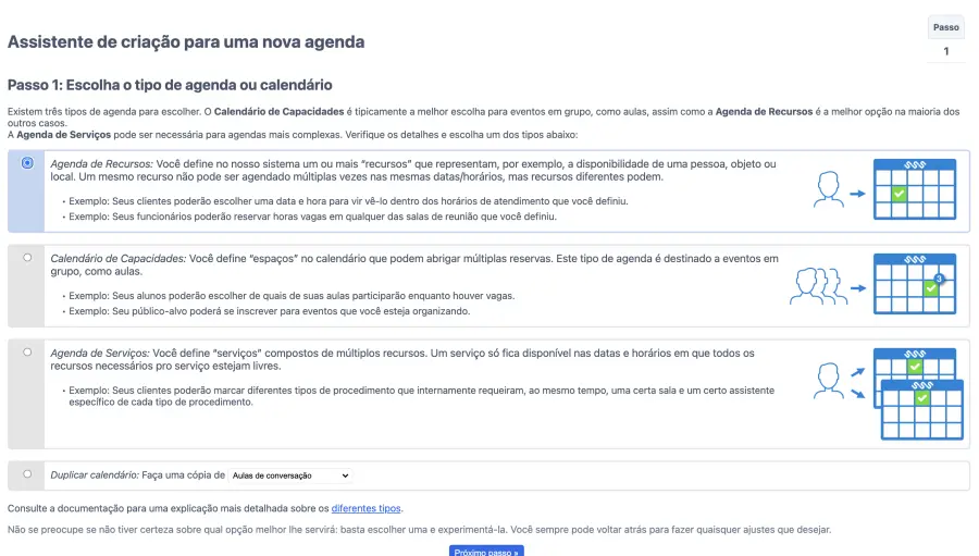 Crie seu próprio calendário de reservas de salão
