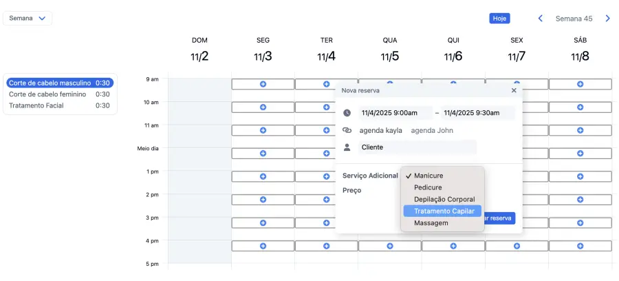 Crie uma reserva na sua agenda de atendimentos online