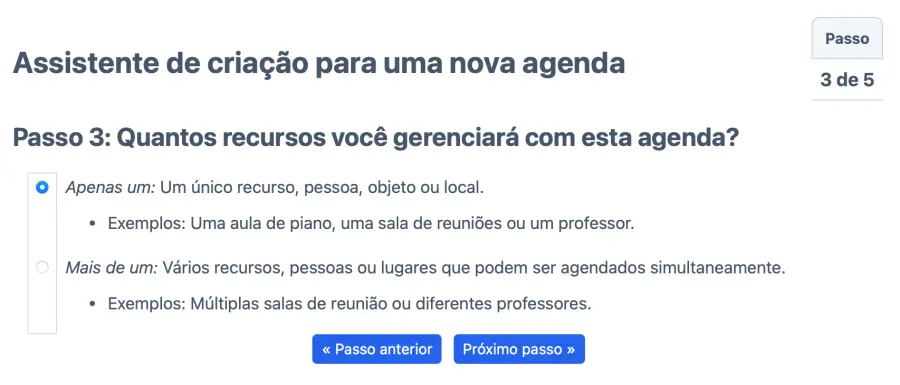 Selecione um ou mais recursos