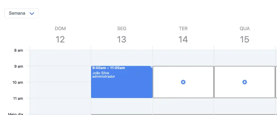 Calendário com agendamento