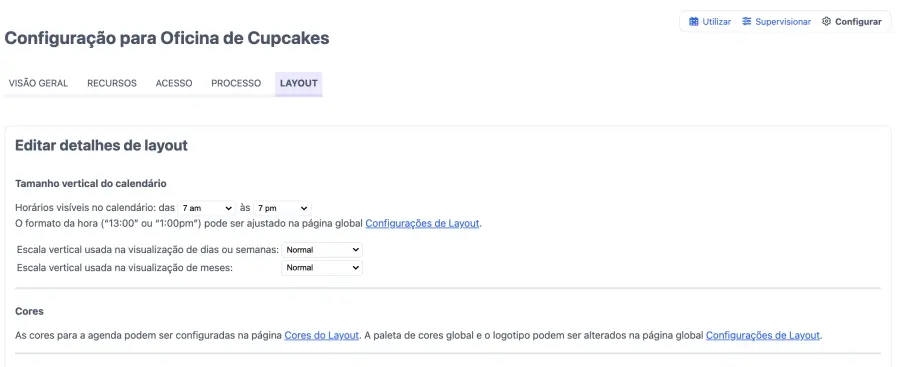 Layout da agenda de cupcakes