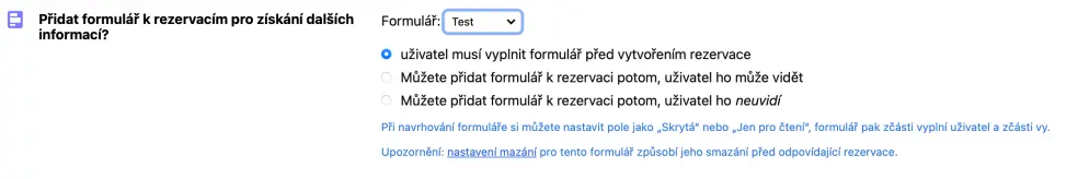 Připojení rezervačního formuláře