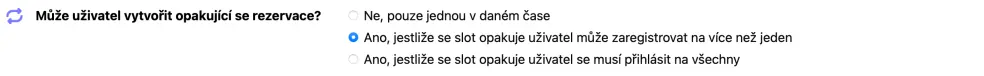 Opakující se rezervace v kapacitním rozvrhu