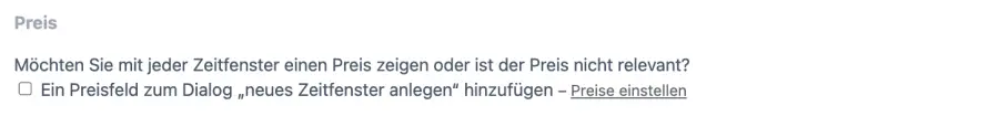 Anleitung Fitness: Im Buchungskalender den Preis einrichten