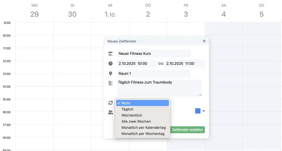 Fitness Anleitung: Wiederholte Kurse anbieten