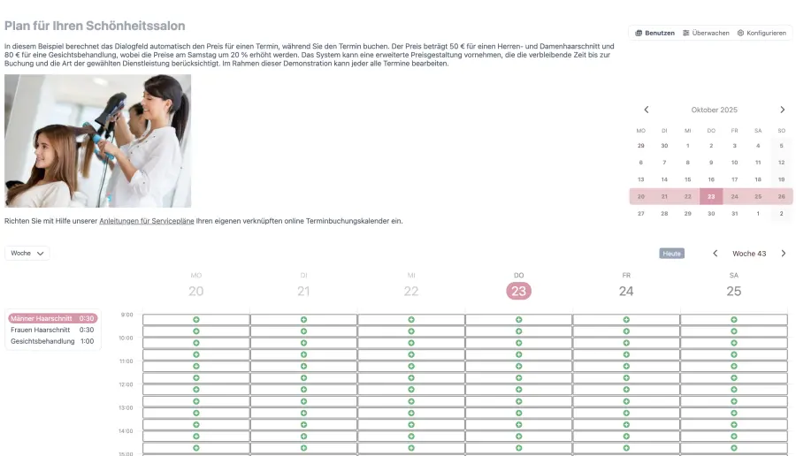 Sieh Dir Deinen online Terminreservierungskalender an