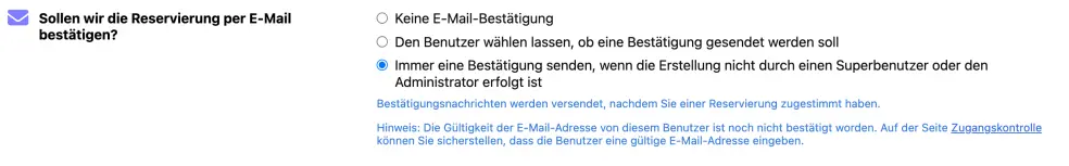 Automatische Bestätigung von online Termin versenden