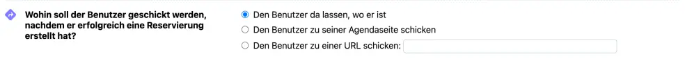 Benutzer nach online Buchung auf Webseite weiterleiten