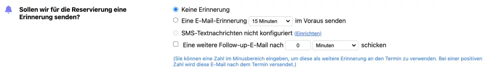 Erinnerungen an online Termin automatisch versenden