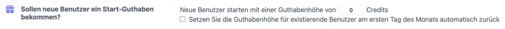 Ein Start-Guthaben einrichten