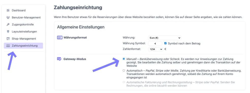 Manuelle Zahlung bei online Buchungen abschließen