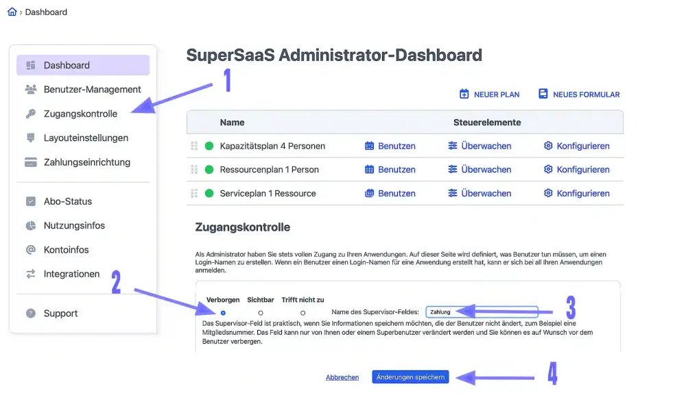 Supervisor-Feld nutzen für Zahlungsinformationen bei vor Ort Zahlung