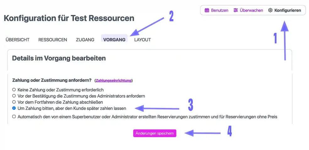 Zahlung zur Auswahl stellen