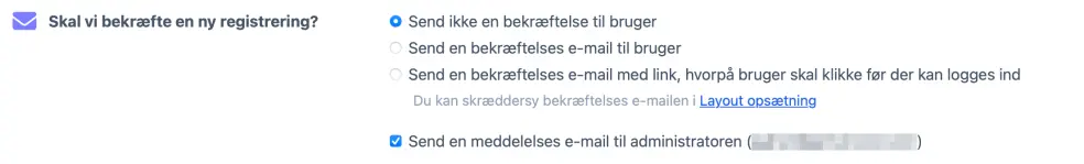 Bekræftelse på registrering og verifikation