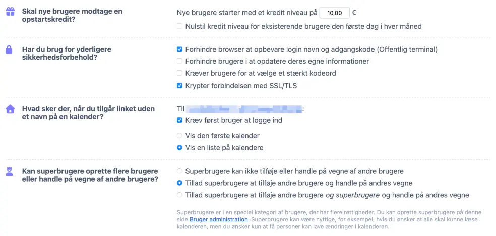 Andre opsætningsmuligheder