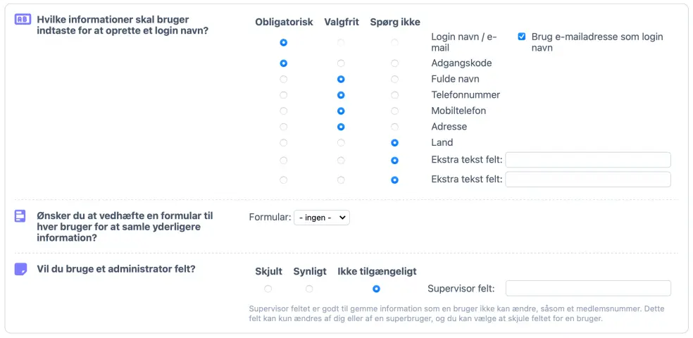 Detaljer for booking registrering