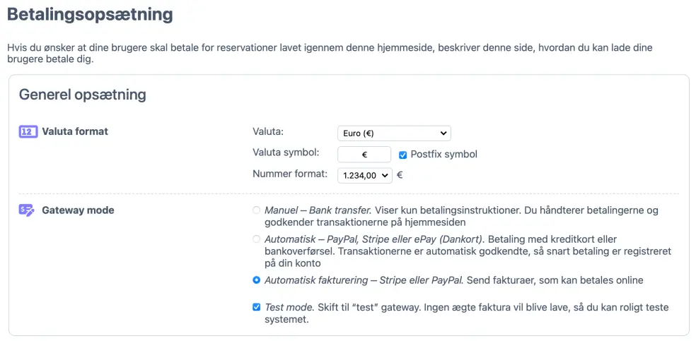 Faktura opsætning