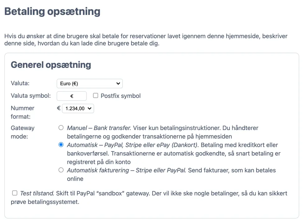 Opsætning af online betaling