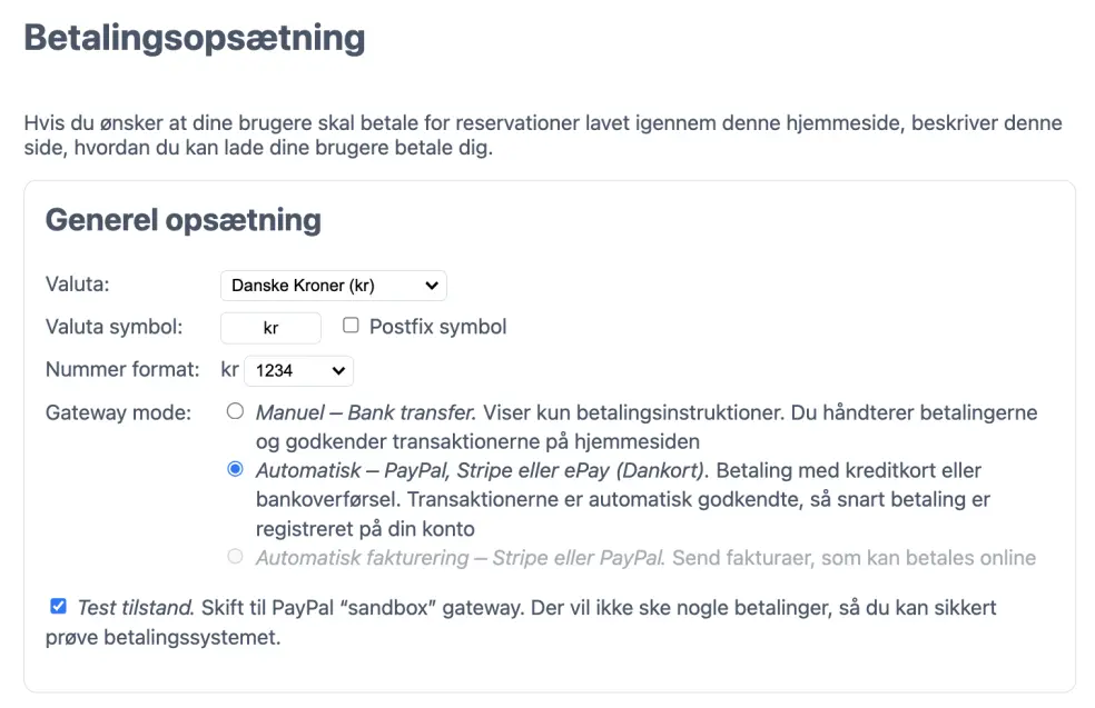 Opsætning af online betaling
