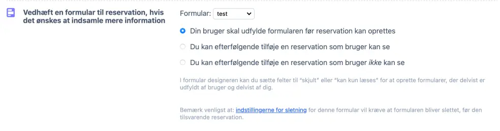 Tilføj en booking formular