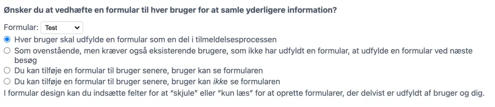 Tilføj en formular til registrering