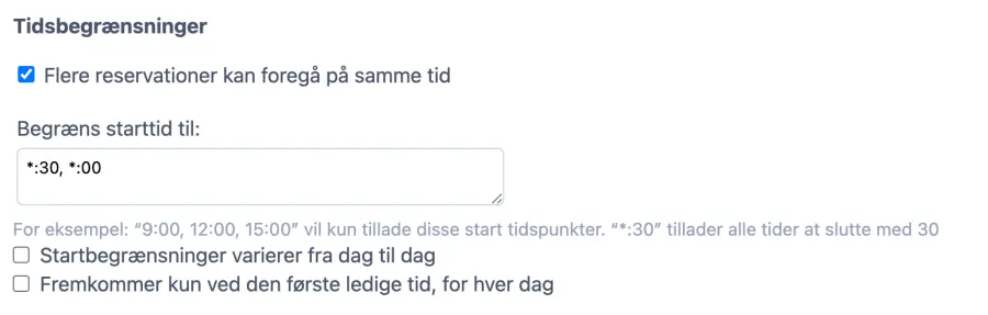 Indstil tidsbegrænsninger for din online salon bookingkalender
