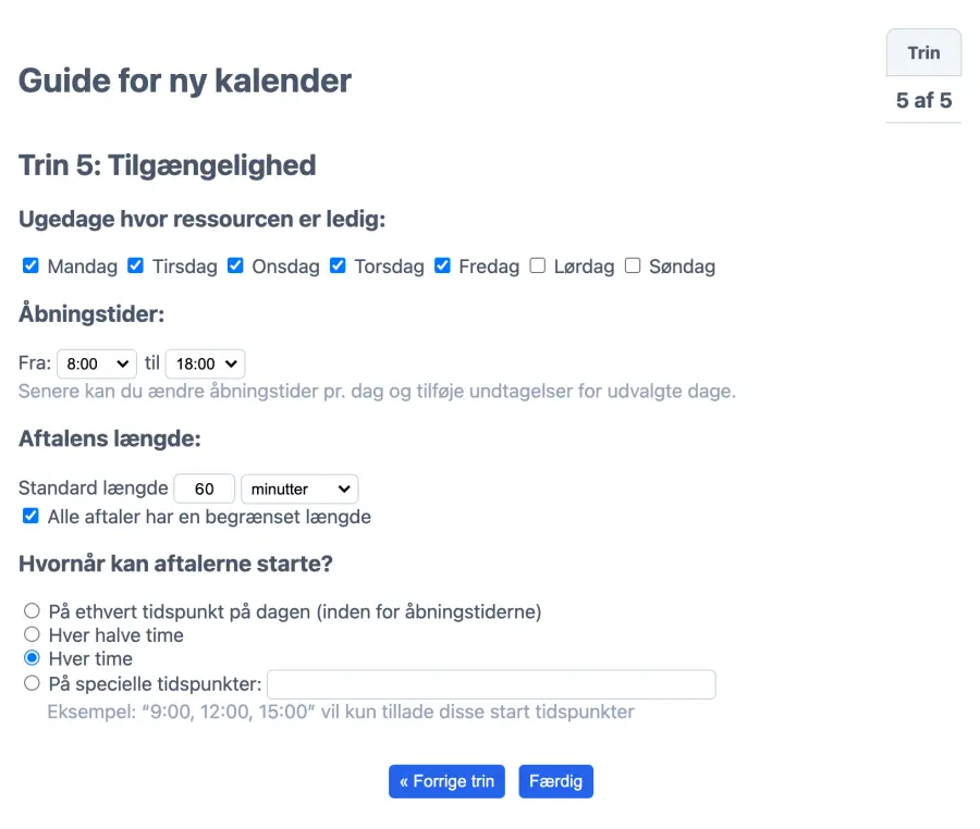 Navngiv din online bookingkalender