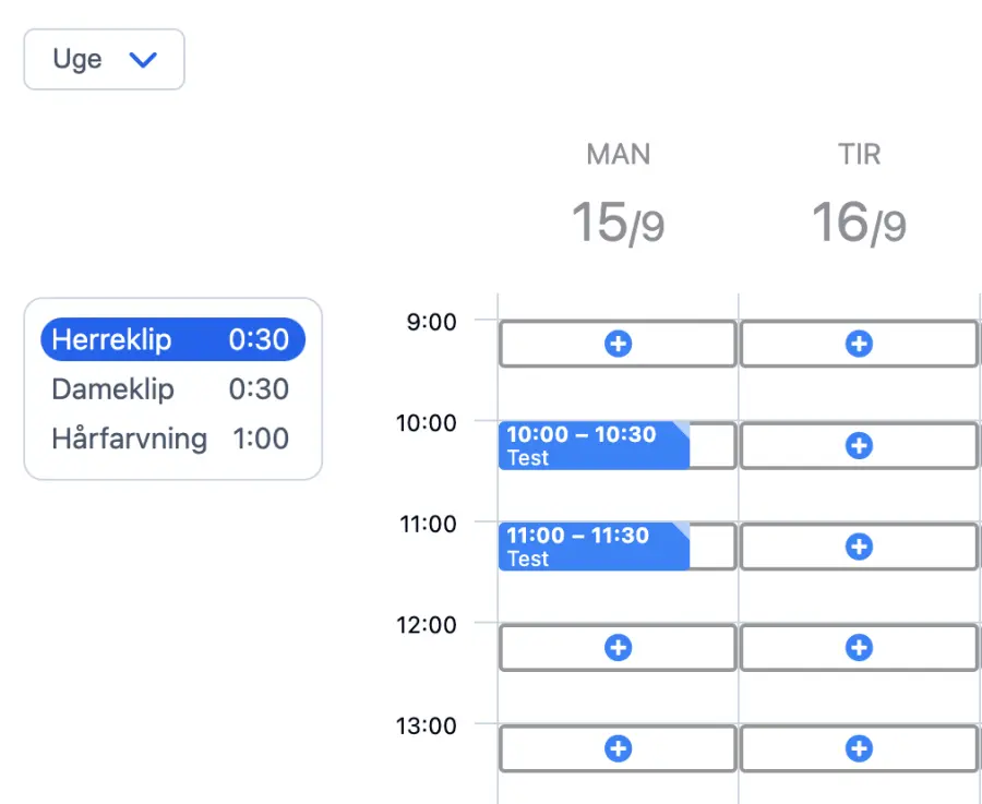 Opret en reservation på din online kalender